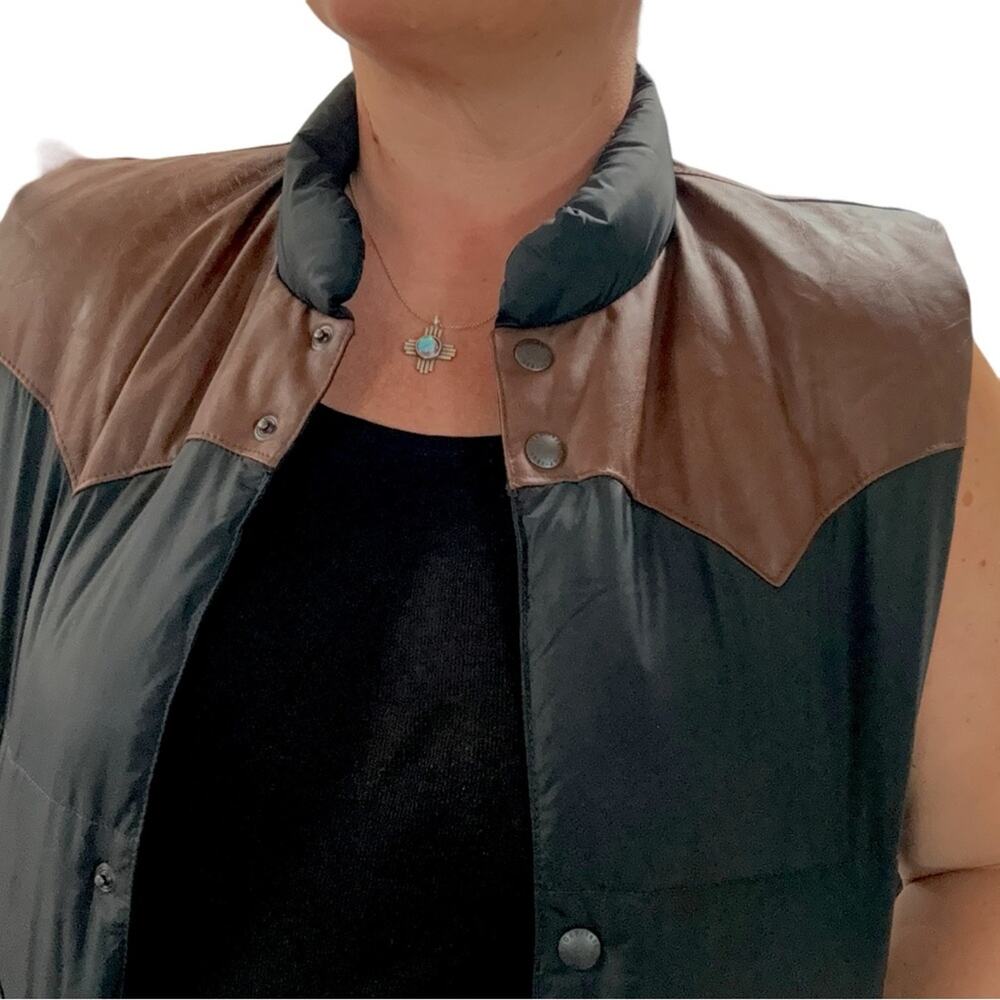 Brown Leather Black Vest Yoke Black Night XXL 14-16. ALSO Fits Adults Gap - Picture 5 of 16